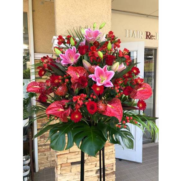 御祝スタンド花(赤系） 900021